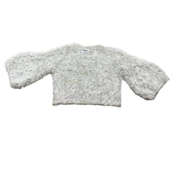 Women's Fuzzy Sweater Festive Glitter Sparkly Wool Cropped 3/4 Length Sleeve - Picture 2 of 10